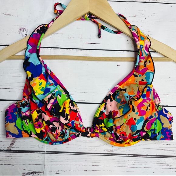 Perfect for summer multi color ruffle bikini top padded - Picture 1 of 11